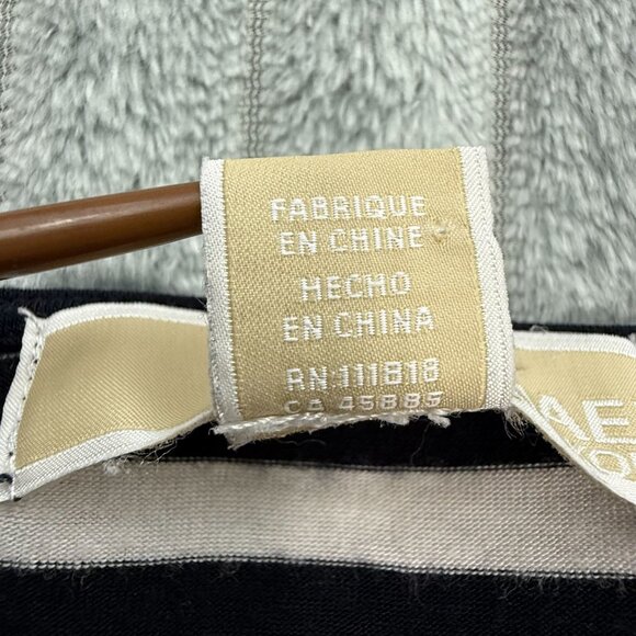 Michael Kors Top Womens XL Black White Stripe Nautical Preppy Long Sleeve Ruched - Picture 7 of 10